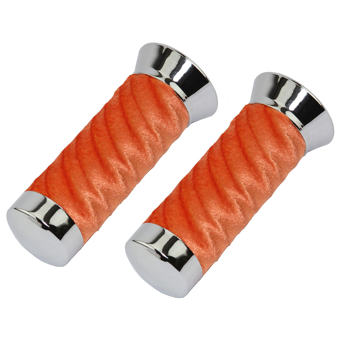 Custom Swirl Velour Grips 7/8 long 130mm Chrome/Orange.